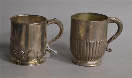 A late Victorian silver christening mug, London, 1891 and a later silver christening mug, 11.5 oz.